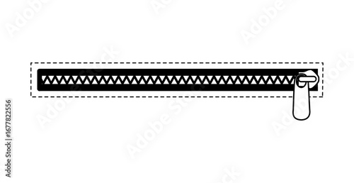 Pocket with Zipper technical fashion illustration. Flat apparel template front view. Women, men unisex style item CAD mockup isolated on white background