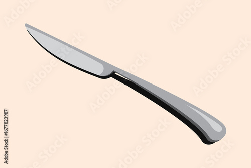 Isometric knife. Shiny knife. Isometric cutlery. Isometric tableware. Vector illustration