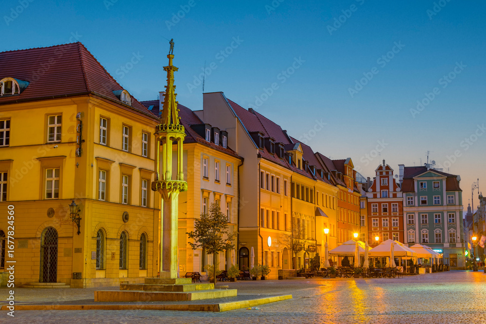 Fototapeta premium Colourful houses at Rynek, the picturesque square in central Wro