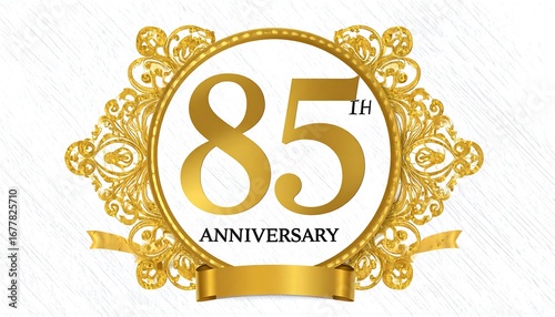 Gold anniversary emblem with ornate frame