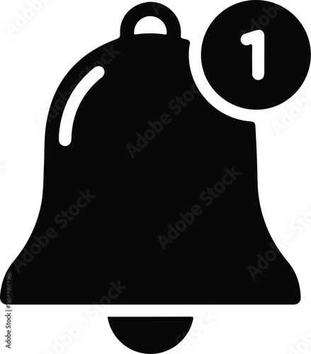 Notification bell icon with a red circle and number one on a white background.