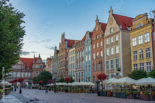 Sunrise view of Green gate from Dlugi Targ square in Gdansk, Pol