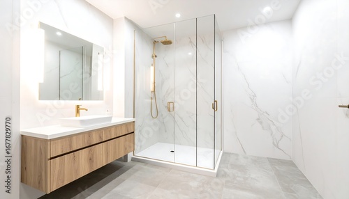 Modern bathroom with marble accents