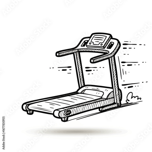 Doodle Style Treadmill Illustration for Fitness and Exercise Concepts