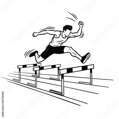 Dynamic Hurdler Illustration Overcoming Obstacles and Achieving Success