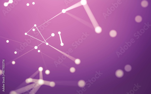 Abstract background. Molecules technology with polygonal shapes, connecting dots and lines. Connection structure. Big data visualization.