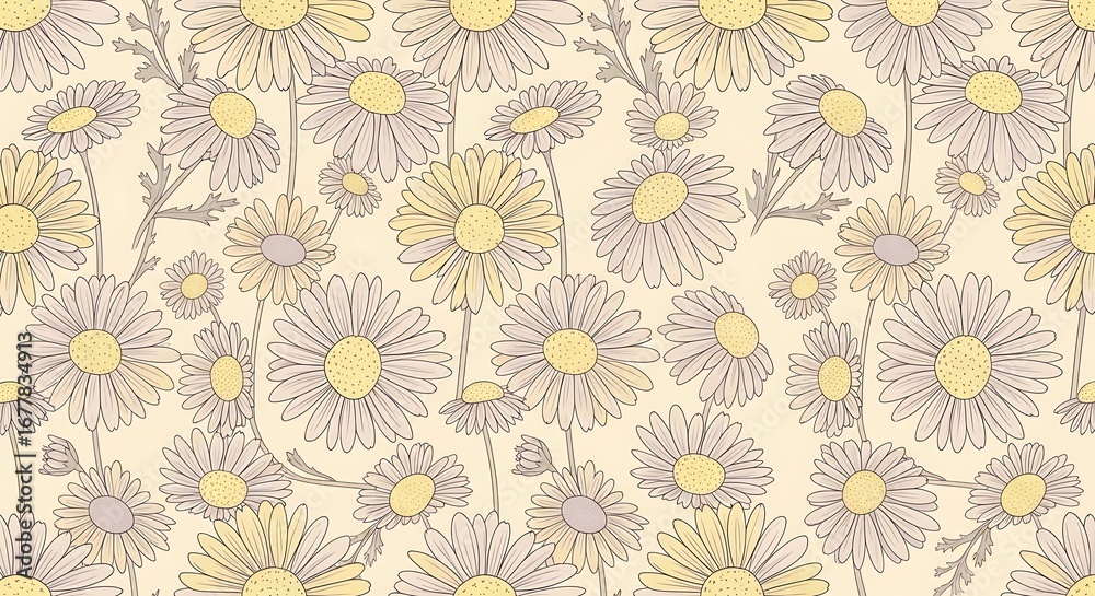 Fototapeta premium Pastel Daisy Floral Pattern.