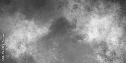 Monochrome abstract grunge texture featuring a stormy sky with dark and light clouds, mist, and motion