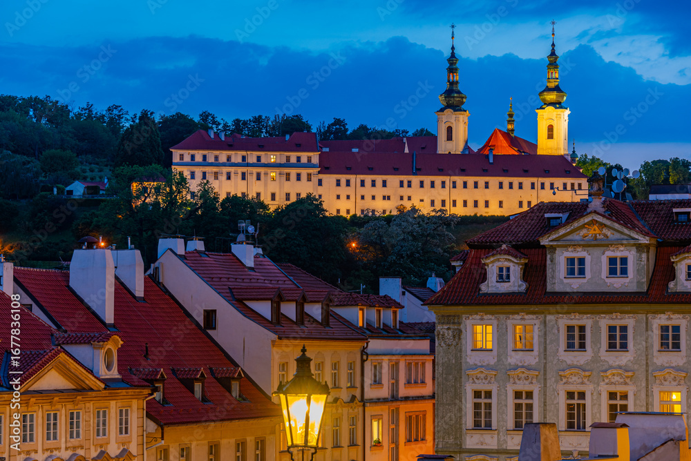 Obraz premium Sunset view of Strahov monastery in Prague, Czech republic