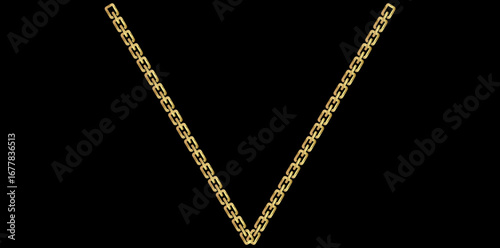 Golden Chain On Black Background, Unique Fine Jewelry Vector Illustration.	