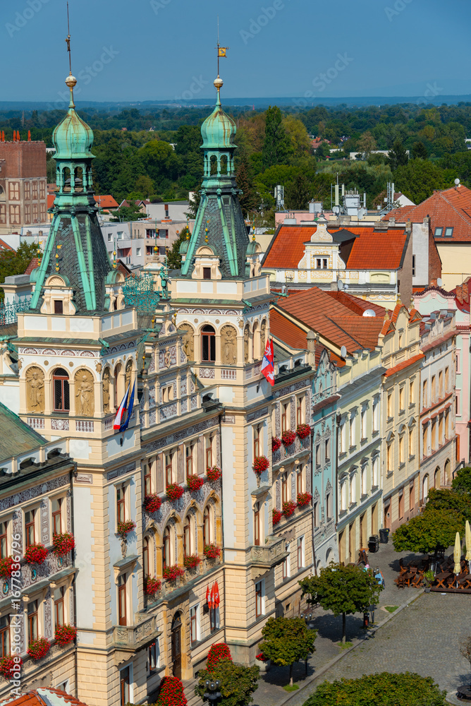 Fototapeta premium Historical town hall at Pernstynske namesti in Pardubice, Czech