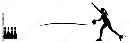 background illustration of a female bowling player