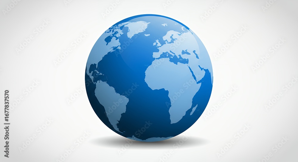 Fototapeta premium Simple blue globe graphic illustration