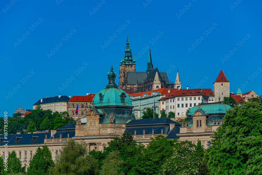 Naklejka premium Straka academy and Prague castle in Prague, Czech republic