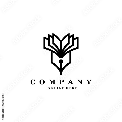 pen book logo design vector