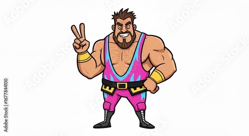 Cartoon wrestler character illustration