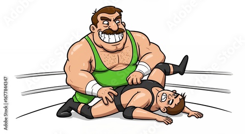 Cartoon wrestling match illustration