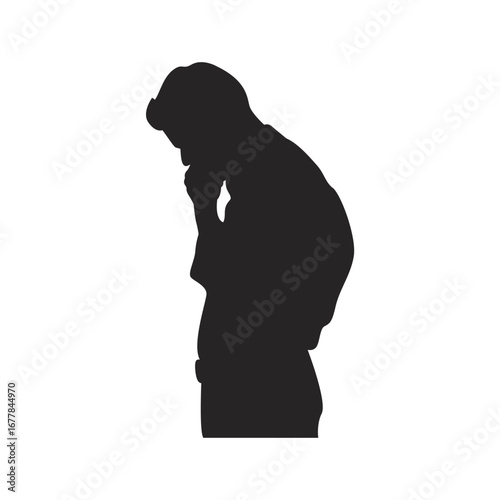 Silhouette of a Pensive Man Vector Illustration