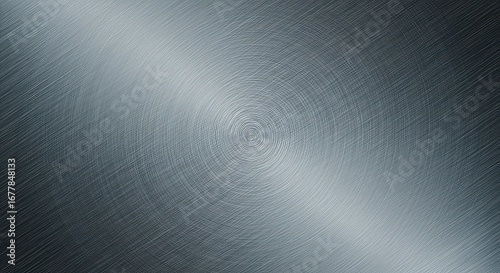 Captivating brushed metal texture with concentric circles and dynamic light reflection creating a modern, sophisticated, and industrial backdrop