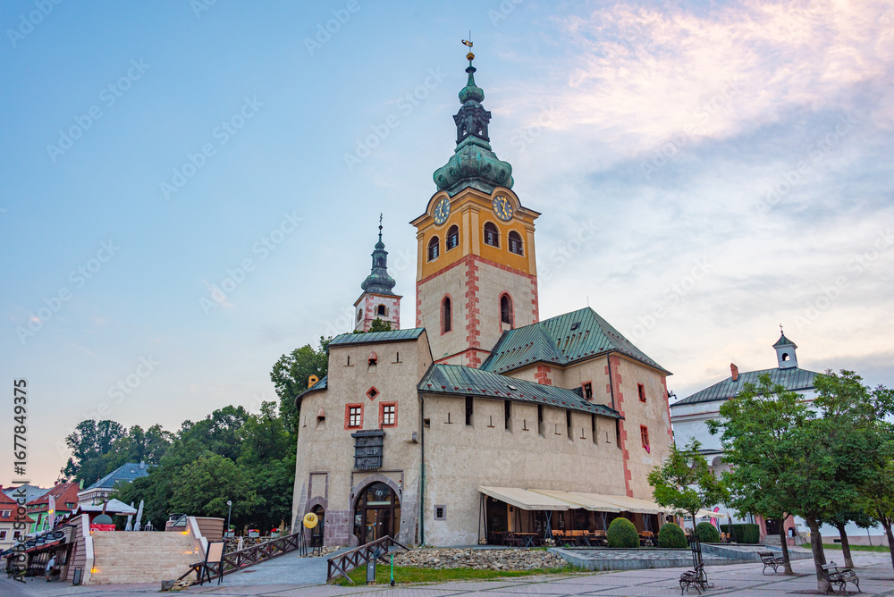 Naklejka premium Sunset view of Banska Bystrica castle in Slovakia