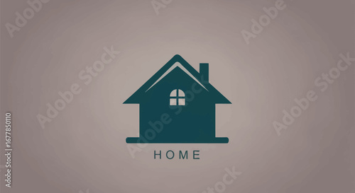 Teal house silhouette representing home shelter and residential architecture.