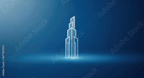 Stylized Skyscraper Line Drawing.