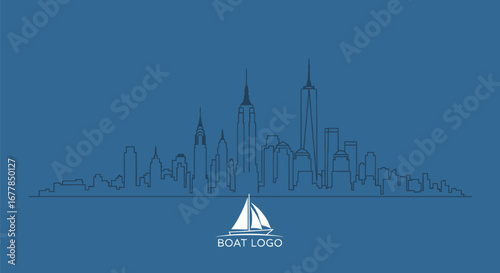 Minimalist sailboat logo design graphic for maritime branding.