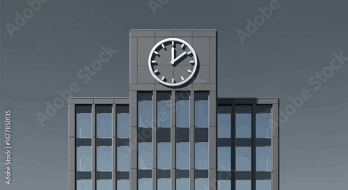 Gray Building with Clock Tower.
