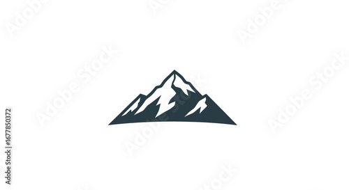 Minimalist Mountain Range Illustration with Snow-Capped Peaks.