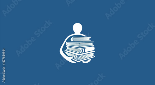 Person carrying books representing education knowledge and the pursuit of learning.