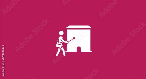 Person Ringing Doorbell Graphic Illustration.