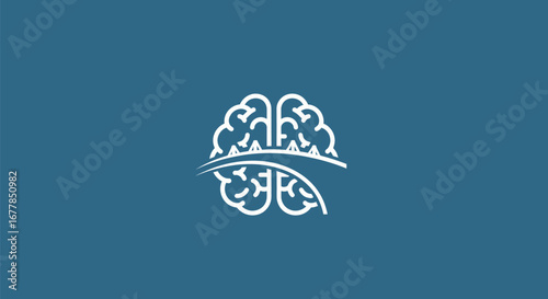 Abstract Brain with Flowing Line: Mind Intelligence and Consciousness.