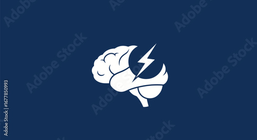 Brain with Lightning Bolt: Energy and Idea Concept.