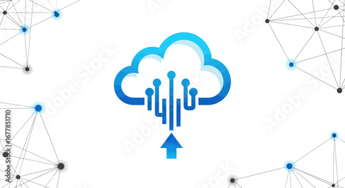 Digital Cloud Computing Data Upload Technology Concept.
