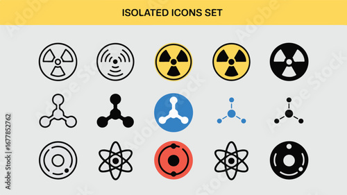 Radiation and atomic structure icons nuclear science