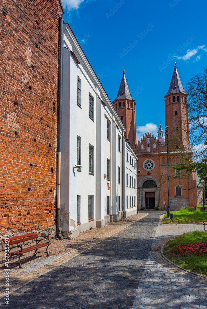 Fototapeta premium View of the cathedral in Plock, Poland