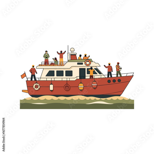 people on a boat enjoying a sea voyage celebrating adventure and travel perfect for vacation and nautical themes