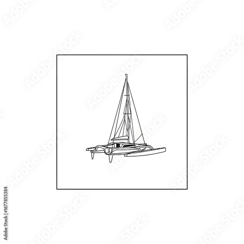 trimaran sailboat sailing illustration a sleek vessel navigating open water evoking adventure and nautical design