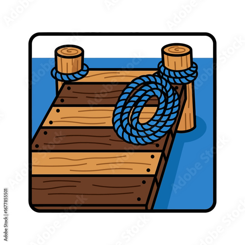wooden pier with blue rope a simple dock scene perfect for nautical themes  waterside promotions