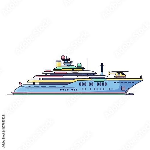 yacht with helicopter on deck a luxury vessel on the water for vacation travel and leisure activities