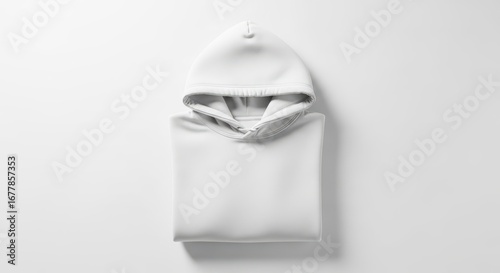 White hoodie folded mockup with drawstring detail
