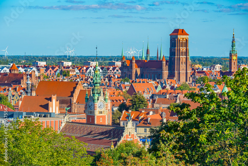 Aerial view of the city center of Gdansk, Poland