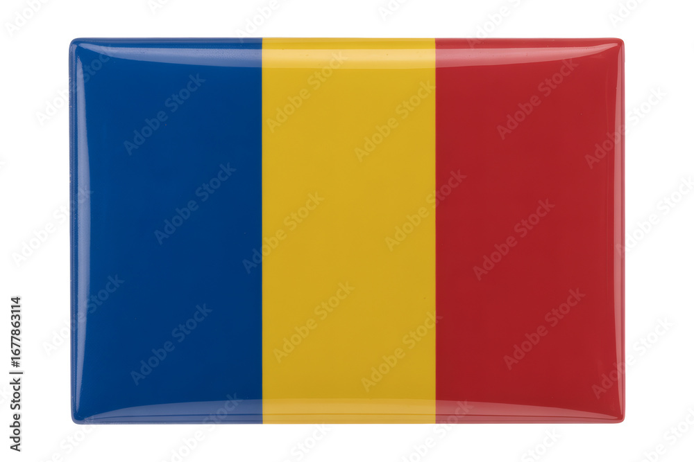 Fototapeta premium Romanian flag&nbsp;emblem badge&nbsp;vibrant colors reflecting patriotism, national pride, European identity, travel, tourism, and culture