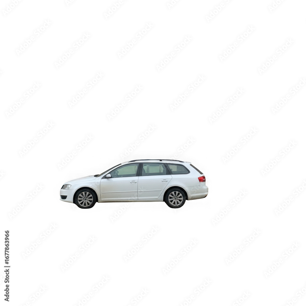 Fototapeta premium White station wagon isolated on transparent background transparent background