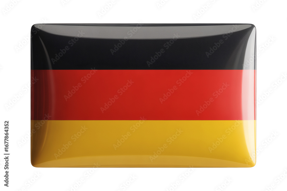 Obraz premium Glossy German flag emblem representing national pride and unity for business projects, travel, and design