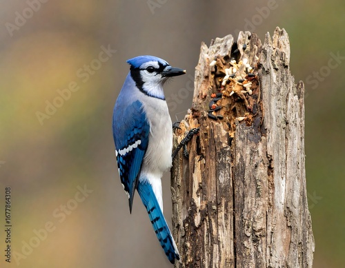 Wallpaper Mural Blue jay perched on a weathered stump (2) Torontodigital.ca