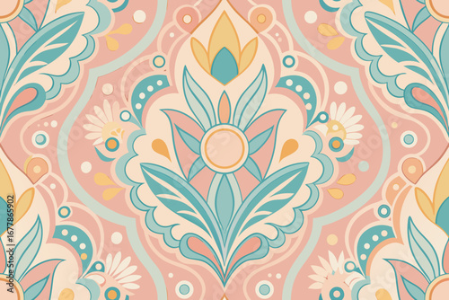 Elegant floral pattern design with pastel colors creating a stunning retro chic aesthetic appeal