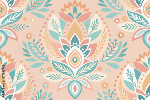 Stunning floral pattern design with pastel color palette, perfect for modern textiles and wall art projects