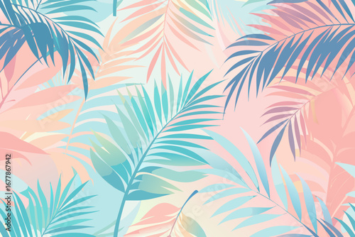 Tropical vibes with pastel palm leaves pattern for a modern, serene, and relaxing atmosphere design
