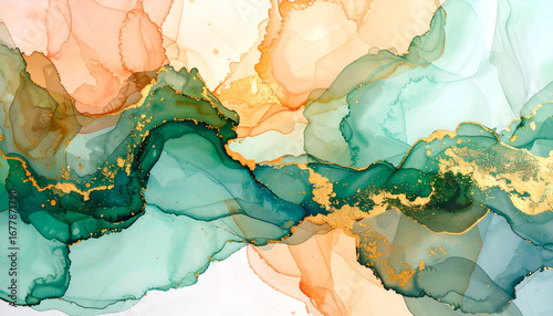 Abstract Fluid Art with Gold Accents